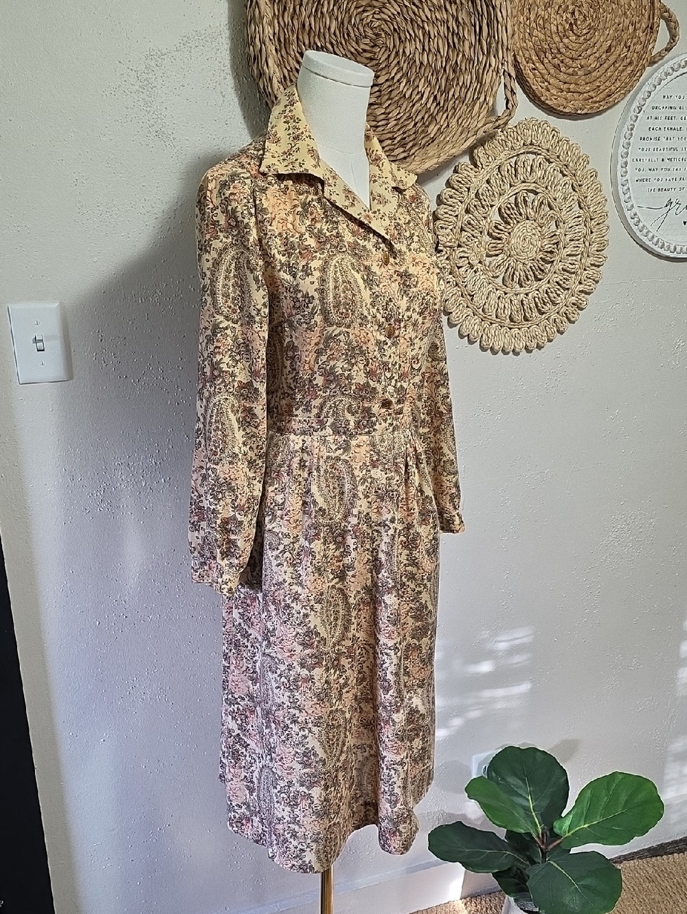 Vintage Paisley Floral Handmade One Of A Kind Coord Shirt Skirt Set Women M READ